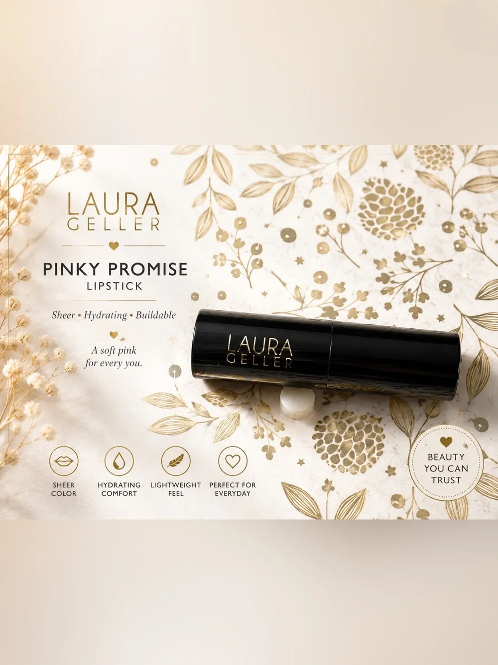 Laura Geller Pinky Promise Lipstick — Black and Gold Tube